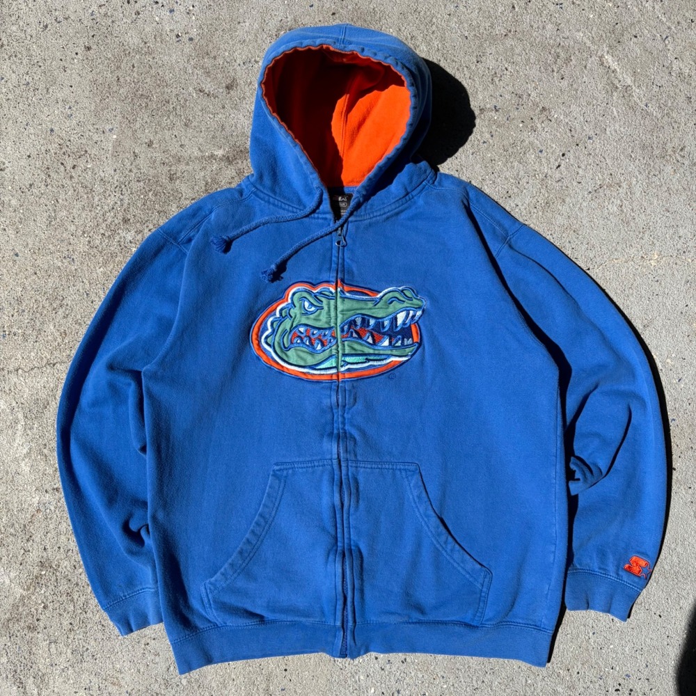 Starter Florida Gators Full Zip Hoodie Blue Orange Embroidered Logo Mens Medium